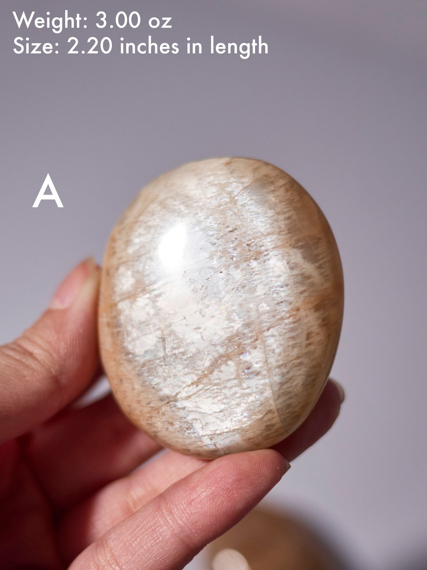 Flashy Peach Moonstone Palm Stone